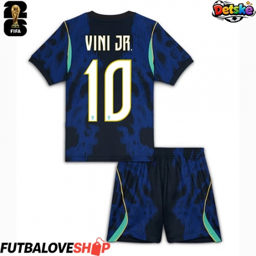 Dres Brazília Vinicius Junior #10 Preč pre deti MS 2026 Krátky Rukáv (+ trenírky)